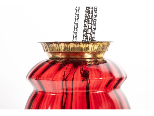 Cranberry Glass Pendant Light