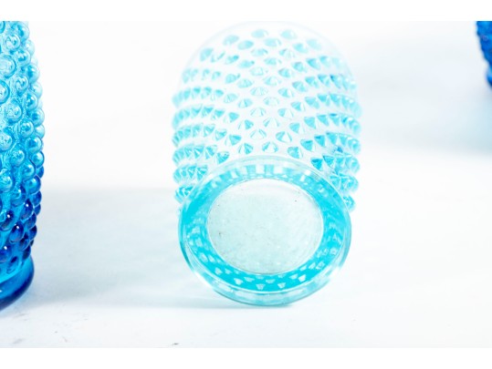 Collection Of Blue Hobnail Depression Glass Tumblers