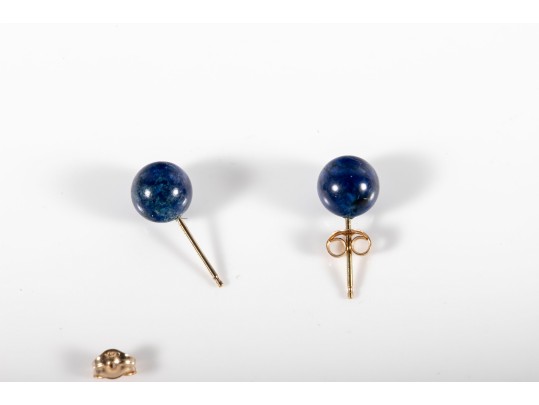 14k Yellow Gold Sodalite Stud Earrings
