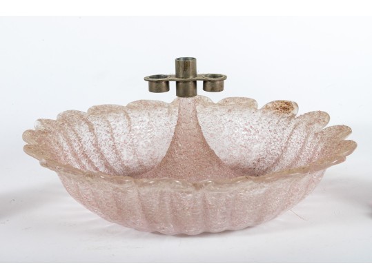 Venetian Overshot Pink Glass Epergne