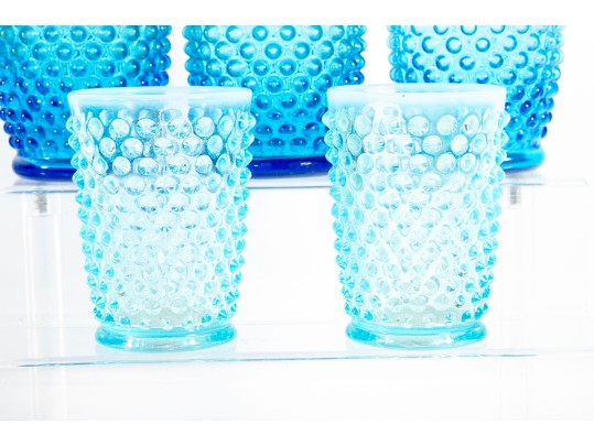 Collection Of Blue Hobnail Depression Glass Tumblers