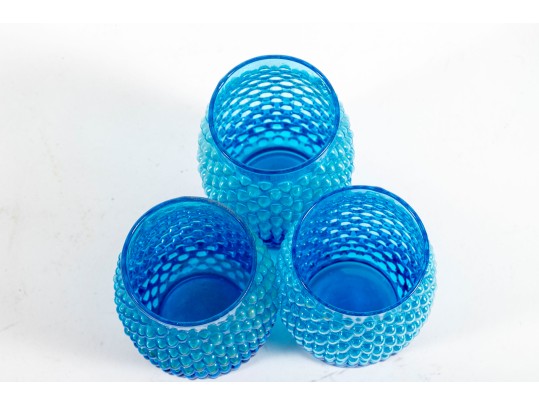 Collection Of Blue Hobnail Depression Glass Tumblers