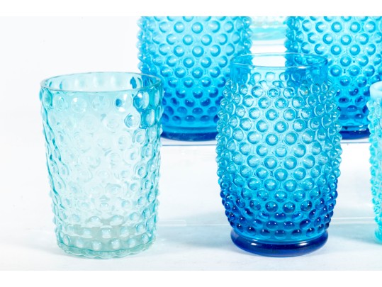 Collection Of Blue Hobnail Depression Glass Tumblers