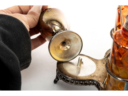 Amberina Coin Depression Glass Cruets And Spice Shakers