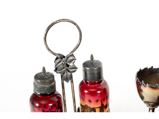 Amberina Coin Depression Glass Cruets And Spice Shakers