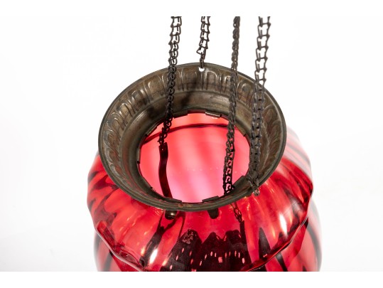 Cranberry Glass Pendant Light
