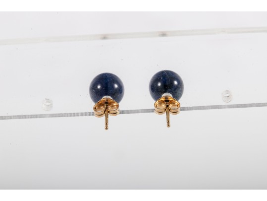 14k Yellow Gold Sodalite Stud Earrings