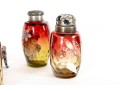 Amberina Coin Depression Glass Cruets And Spice Shakers