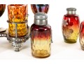 Amberina Coin Depression Glass Cruets And Spice Shakers