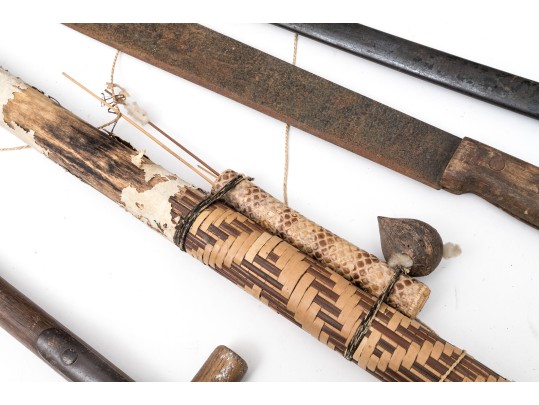 Lot: Shovel, Blowgun, Machete, Sword And Bayonet 