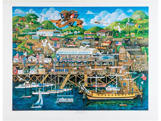 Lot Of Eleven Unframed Bridgeport Posters, Prints And A Map