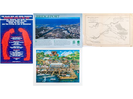 Lot Of Eleven Unframed Bridgeport Posters, Prints And A Map