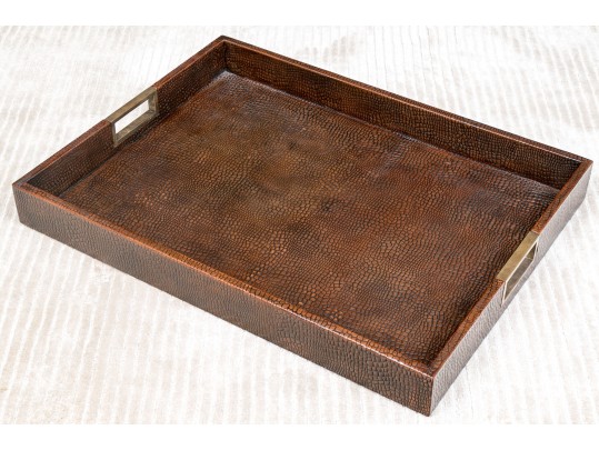 Faux Snakeskin Leather Wrapped Tray
