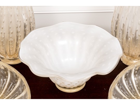 Collection Five Murano Glass Vases And Centerpiece
