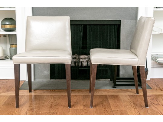 Room And Board Faux Leather Upholstered Side Chairs (6)