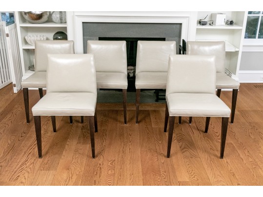 Room And Board Faux Leather Upholstered Side Chairs (6)