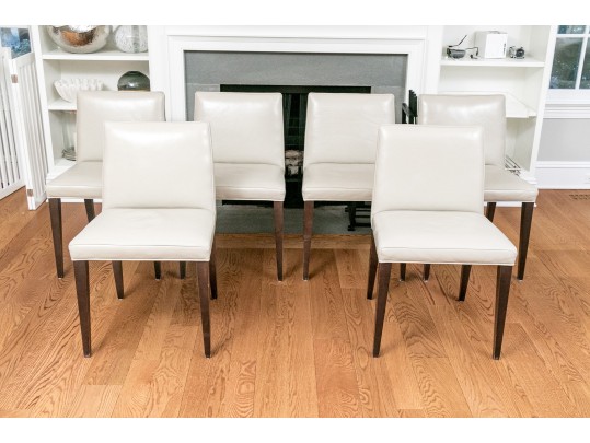 Room And Board Faux Leather Upholstered Side Chairs (6)