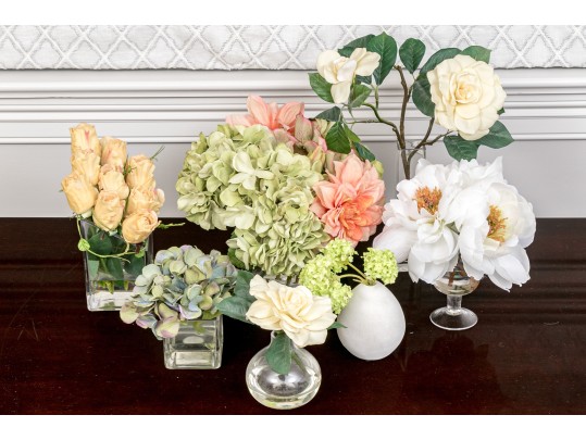 Decorative Collection Of 7 Mixed Media Vases