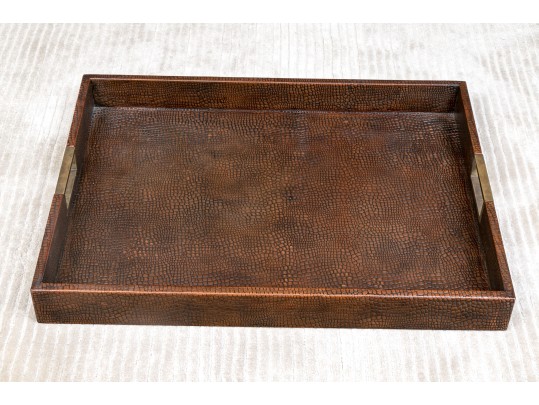Faux Snakeskin Leather Wrapped Tray