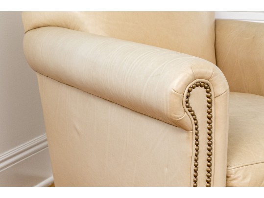 Yellow Leather Hickory Chair Armchair With Ottoman 