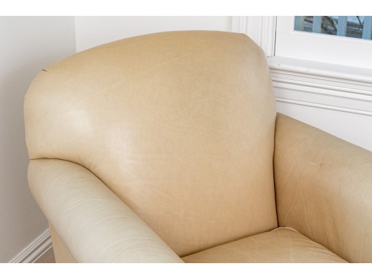 Yellow Leather Hickory Chair Armchair With Ottoman 