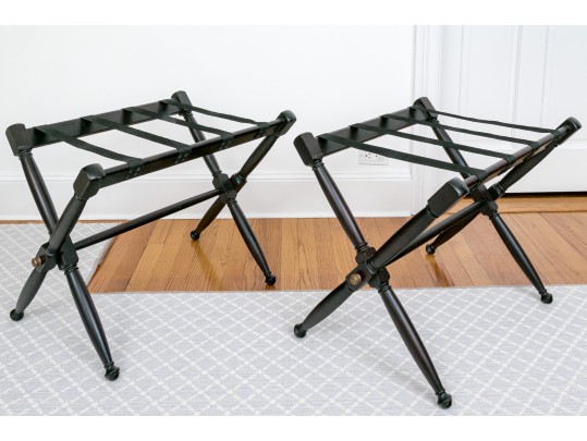Vintage Restoration Hardware Luggage Racks Canvas And Wood