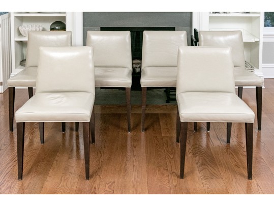Room And Board Faux Leather Upholstered Side Chairs (6)
