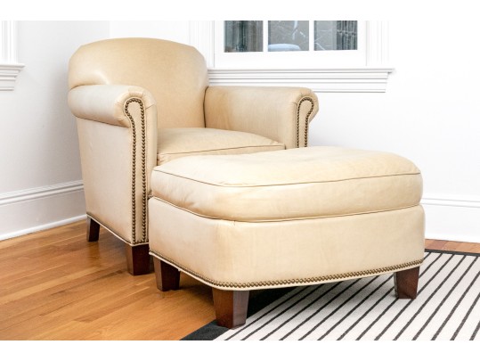 Yellow Leather Hickory Chair Armchair With Ottoman 