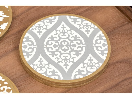 Decorative Crate And Barrel Wooden Tray With Assorted 12 Coasters