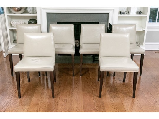 Room And Board Faux Leather Upholstered Side Chairs (6)