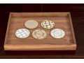 Decorative Crate And Barrel Wooden Tray With Assorted 12 Coasters