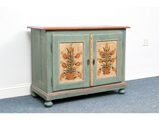 Vintage Hand Painted Pine Cabinet