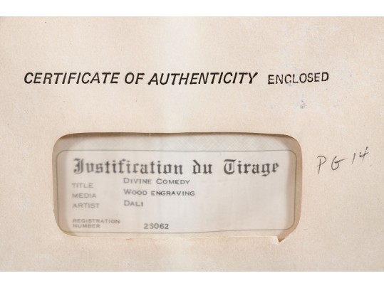 Salvador Dali (France, Spain, 1904-1989) Color Wood Engraving, Divine Comedy, Purgatory Canto 14