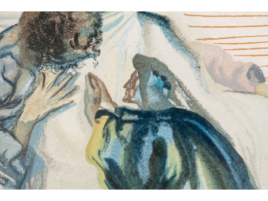 Salvador Dali (France, Spain, 1904-1989) Color Wood Engraving, Divine Comedy, Purgatory Canto 14