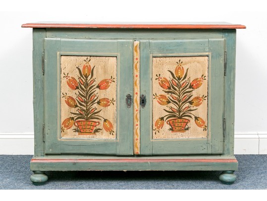 Vintage Hand Painted Pine Cabinet