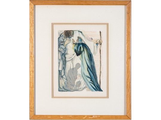 Salvador Dali (France, Spain, 1904-1989) Color Wood Engraving, Divine Comedy, Purgatory Canto 14