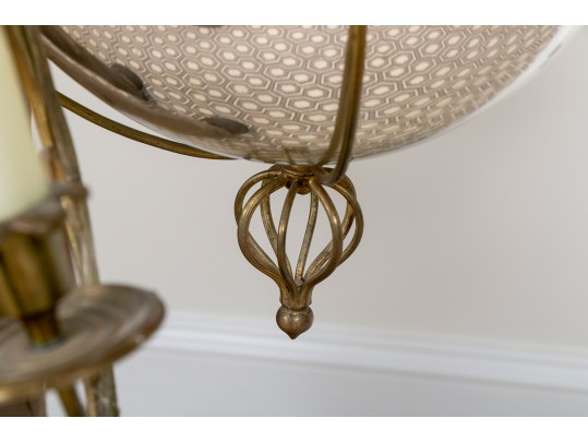 Antique Mercury Glass & Brass 8-Arm Chandelier