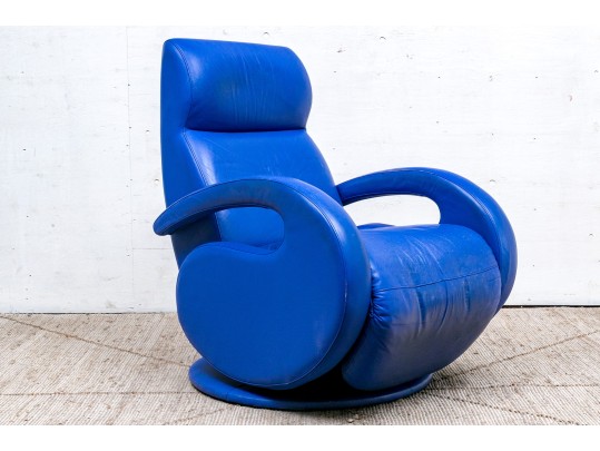 American Leather Decorator Blue Club Chair