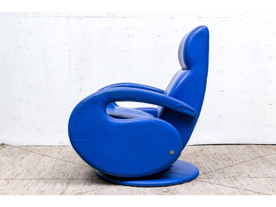 American Leather Decorator Blue Club Chair