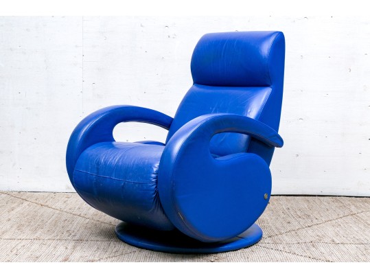 American Leather Decorator Blue Club Chair