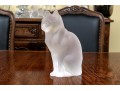 Charming French, Lalique Frosted Crystal Seated Cat