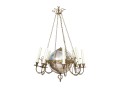 Antique Mercury Glass & Brass 8-Arm Chandelier