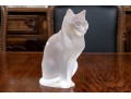 Charming French, Lalique Frosted Crystal Seated Cat
