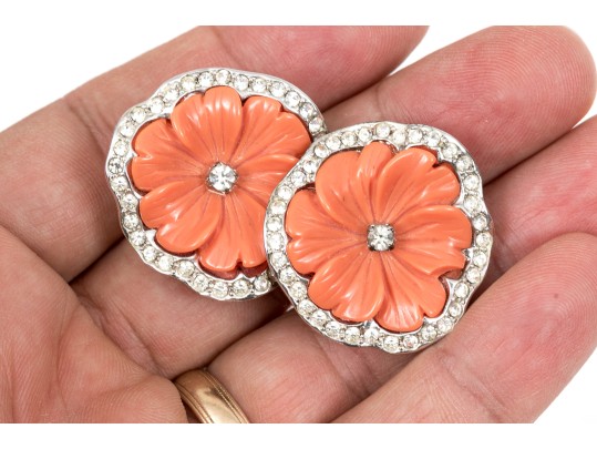 Stylish Kenneth Lane Floral Clip Back Earrings