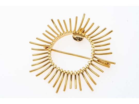 Two Radiating 14K Coin Holder Brooches
