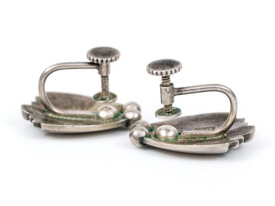 Georg Jensen Deco Style Sterling Silver Earrings, Pattern 106