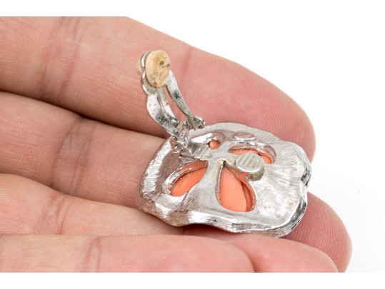 Stylish Kenneth Lane Floral Clip Back Earrings