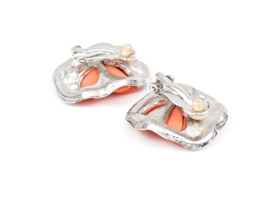 Stylish Kenneth Lane Floral Clip Back Earrings