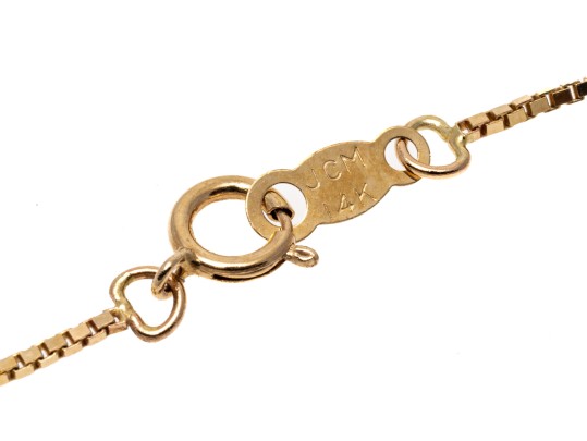 14k Yellow Gold Striking Grey Faux Pearl Pendant, With Chain