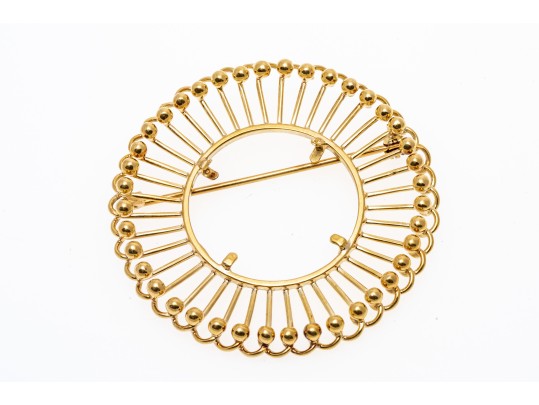 Two Radiating 14K Coin Holder Brooches